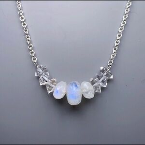 Hand Made Moonstone Diamond Necklace!